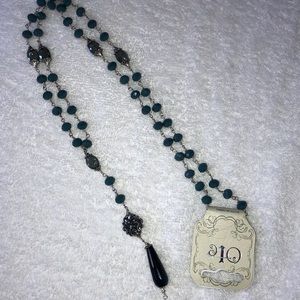 NWT blue multi beaded necklace 20 inches long